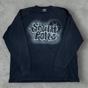 Vintage Southpole Long Sleeve T-Shirt 2XL Faded Black Distressed Y2K Logo XXL